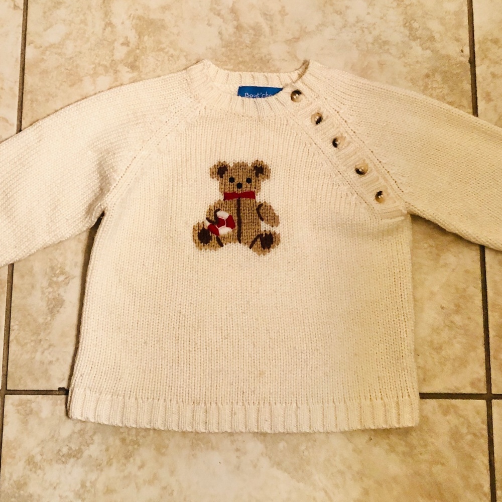 Bout'chou Cream Sweater with Bear